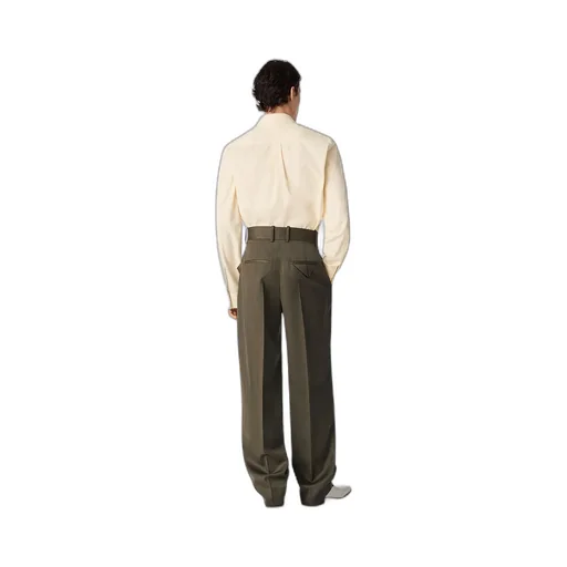Wool Subtle Chevron Straight Trousers