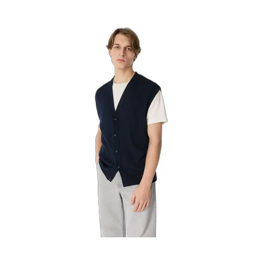 Wool Rib Cardigan Gilet