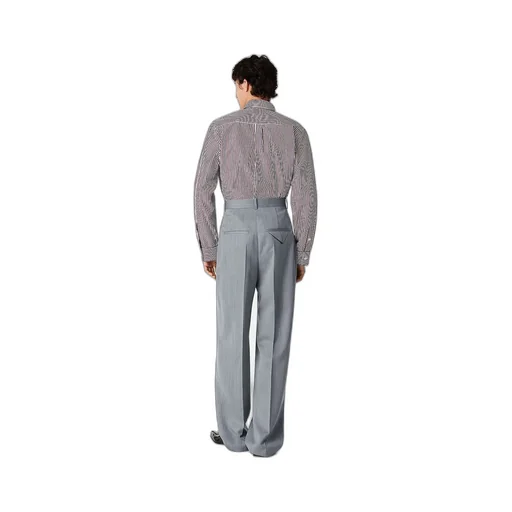 Wool Subtle Chevron Wide Leg Trousers
