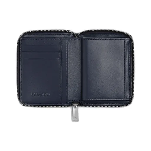 Intrecciato Stamp North/South Compact Zip Around Wallet