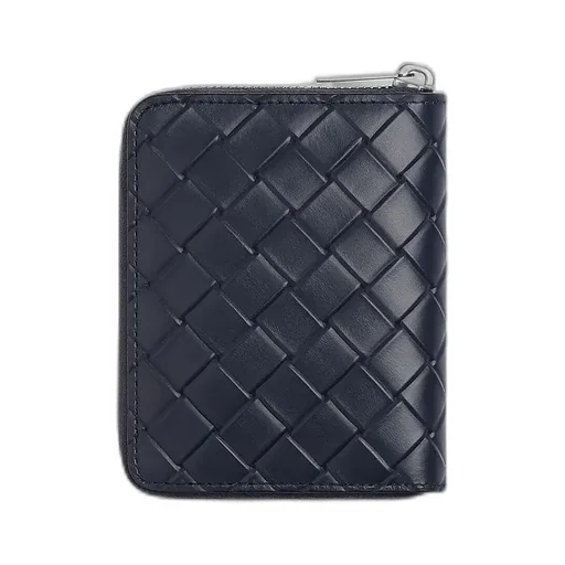 Intrecciato Stamp North/South Compact Zip Around Wallet