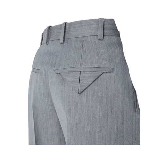 Wool Subtle Chevron Wide Leg Trousers