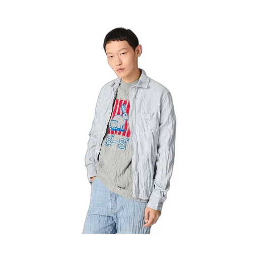 Crushed Cotton Striped Shirt