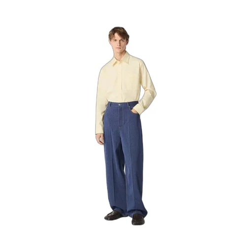 Wool Cotton Wide Leg Trousers