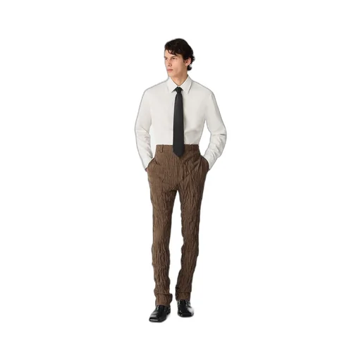 Crushed Wool Slim Trousers