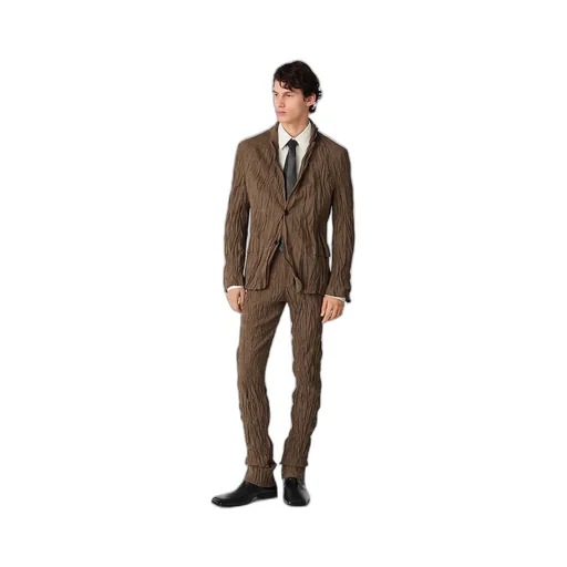 Crushed Wool Slim Trousers