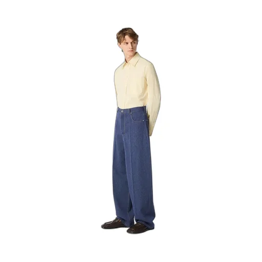 Wool Cotton Wide Leg Trousers