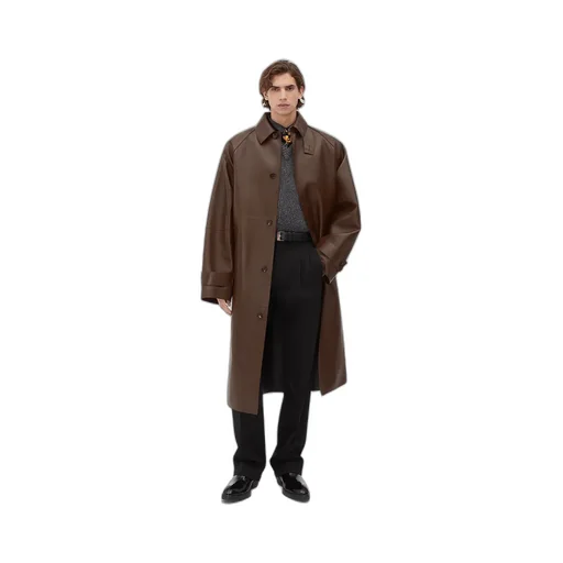 Bonded Leather Trench Coat
