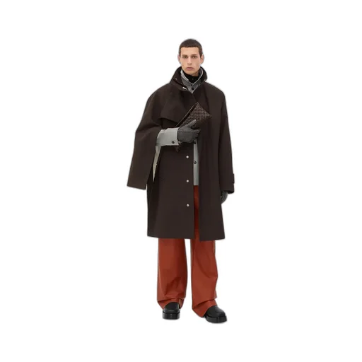 Bonded Wool Cotton Cape Coat