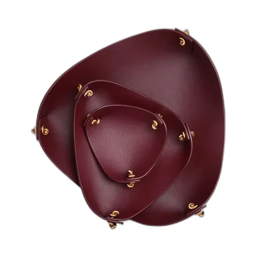 Medium Leather Tray With Metal Knots
