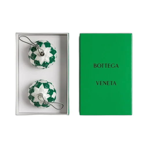 Set Of Two Check Ornaments