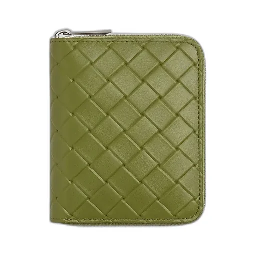 Intrecciato Stamp North/South Compact Zip Around Wallet