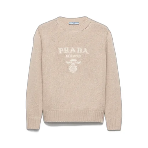 Cashmere And Wool Prada Logo Crew-Neck Sweater