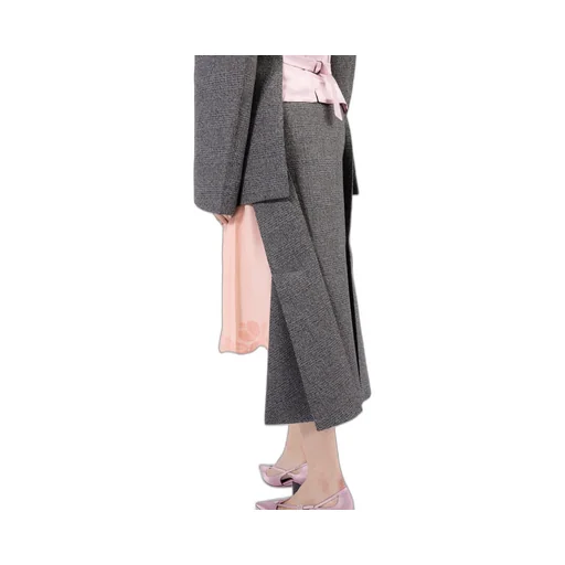 Deconstructed Prince Of Wales Checked Mouliné Wool Midi-Skirt