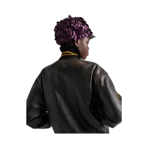 Leather Bomber Jacket With Patch