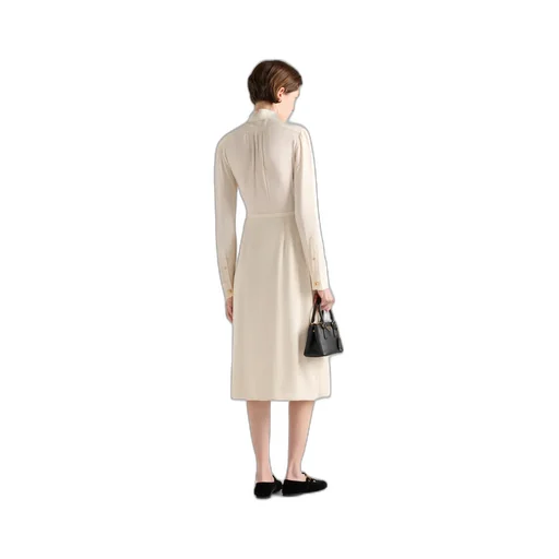 Long Pleated Satin Sablé Dress