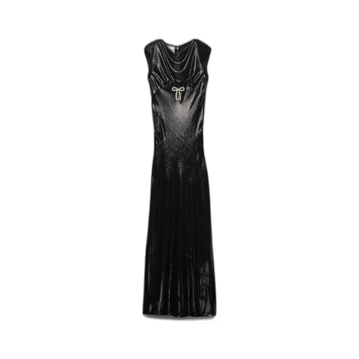 Sequined Satin Jersey Long Dress