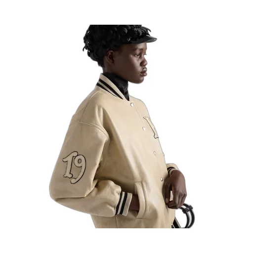 Leather Bomber Jacket With Patch