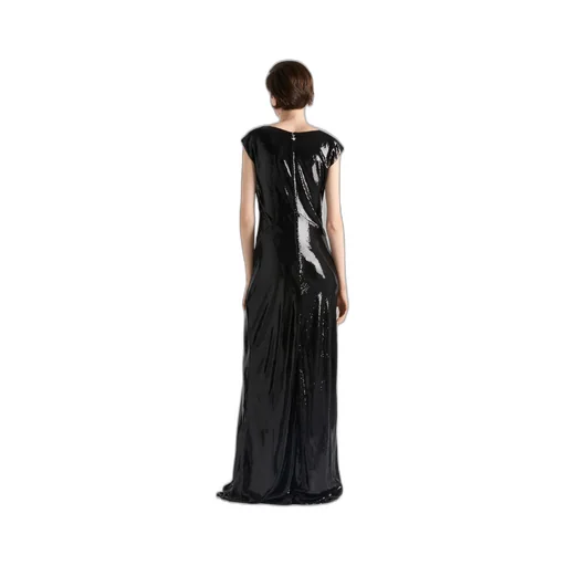 Sequined Satin Jersey Long Dress