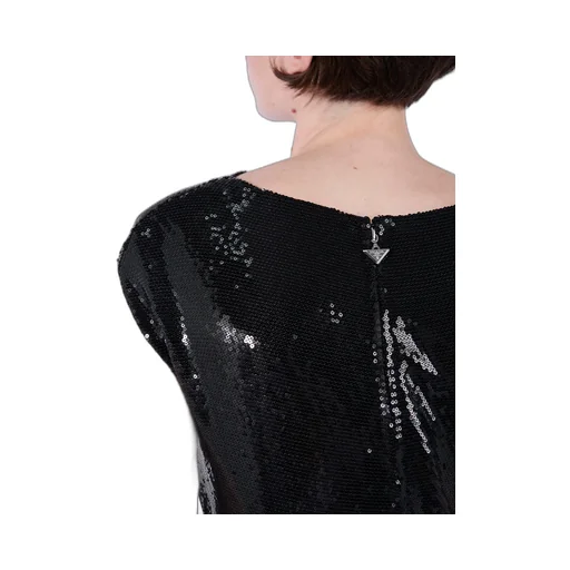 Sequined Satin Jersey Long Dress