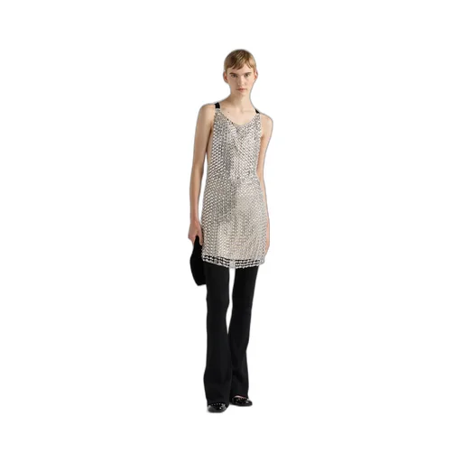 Rhinestone Net Embroidered Mini-Dress
