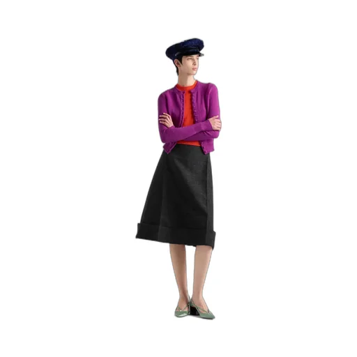 Vintage-Look Rush Stitch Midi-Skirt