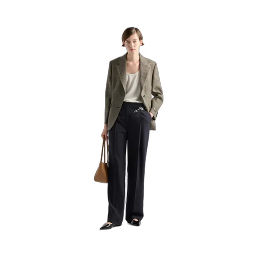Old-Wash Gabardine Pants With Jeweled Brooch