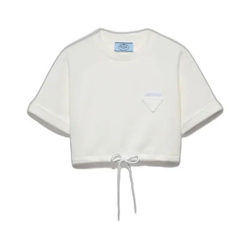 Cropped Cotton Fleece T-Shirt