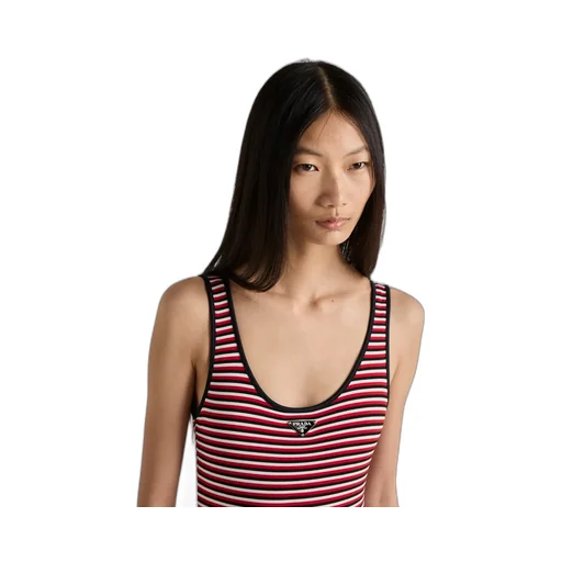 Striped Interlock Jersey One-Piece Swimsuit