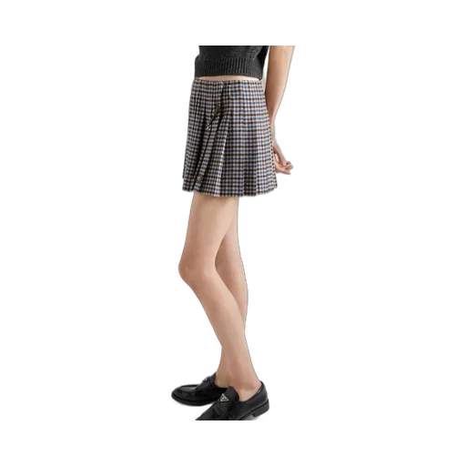 Checked Wool Miniskirt