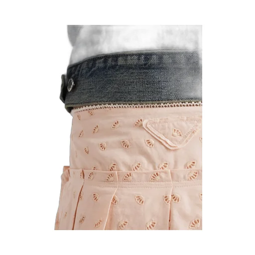 Pleated Eyelet Lace Skirt