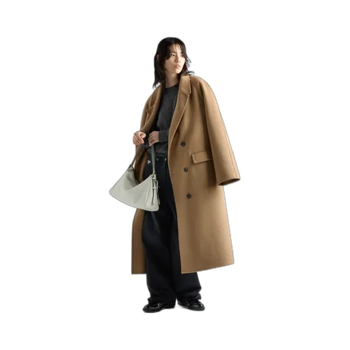 Double-Breasted Cashgora Coat