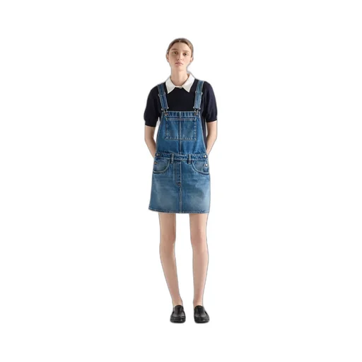 Denim Bib Overall Mini-Dress
