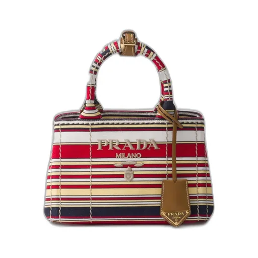 Prada JardiniÈRe Striped Cotton Canvas Mini-Bag