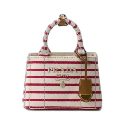 Prada JardiniÈRe Striped Cotton Canvas Mini-Bag
