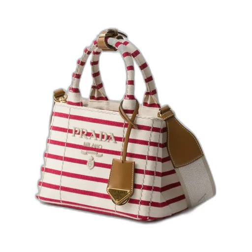 Prada JardiniÈRe Striped Cotton Canvas Mini-Bag