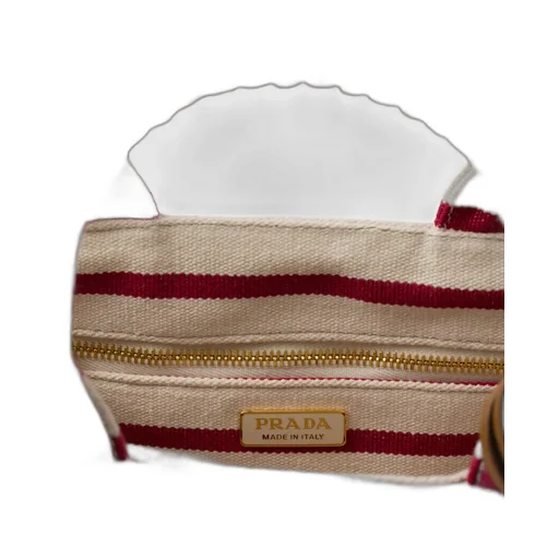 Prada JardiniÈRe Striped Cotton Canvas Mini-Bag