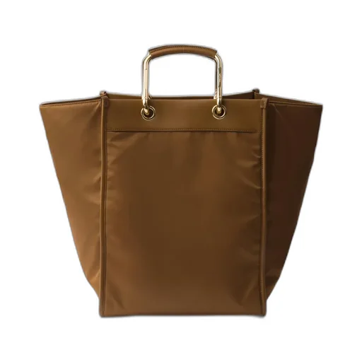 Large Re-Nylon And Leather Tote Bag