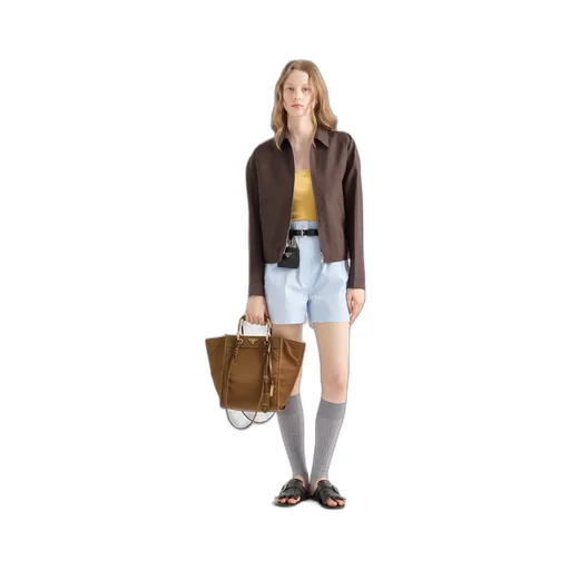 Medium Re-Nylon And Leather Tote Bag