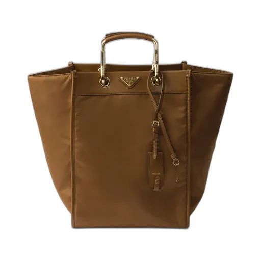 Large Re-Nylon And Leather Tote Bag