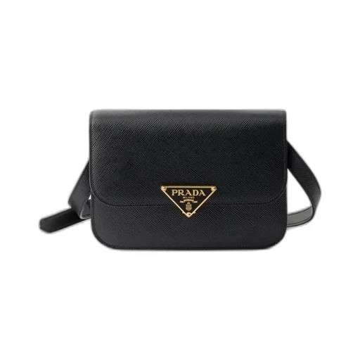 Saffiano Leather Flap Shoulder Bag