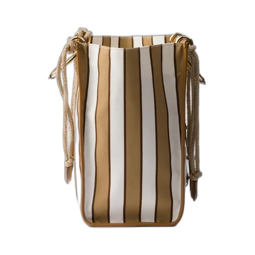 Large Printed Canvas And Leather Tote Bag