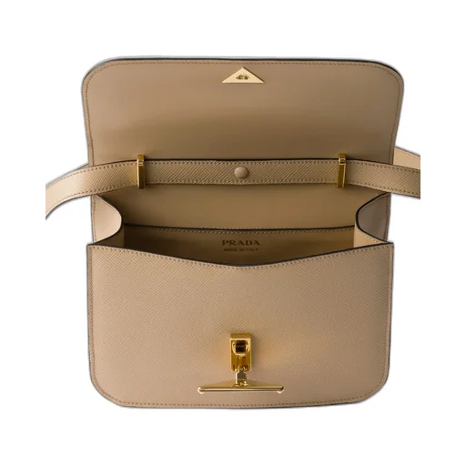 Saffiano Leather Flap Shoulder Bag