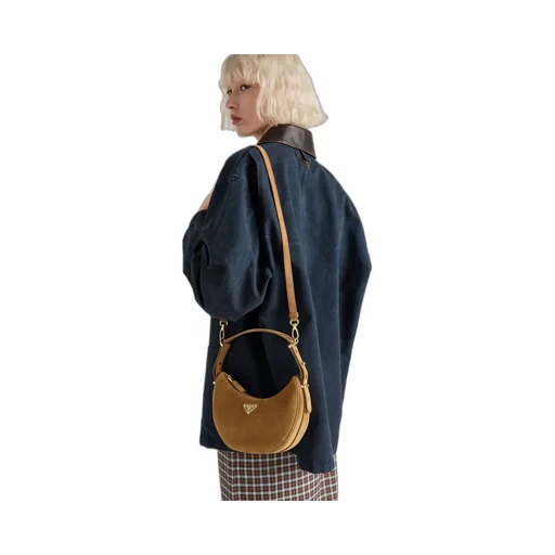 Prada Arqué Suede Shoulder Bag