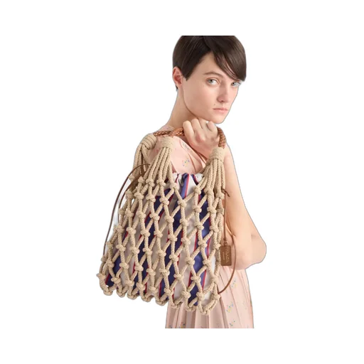 Prada Noué Medium Cotton Macramé Bag