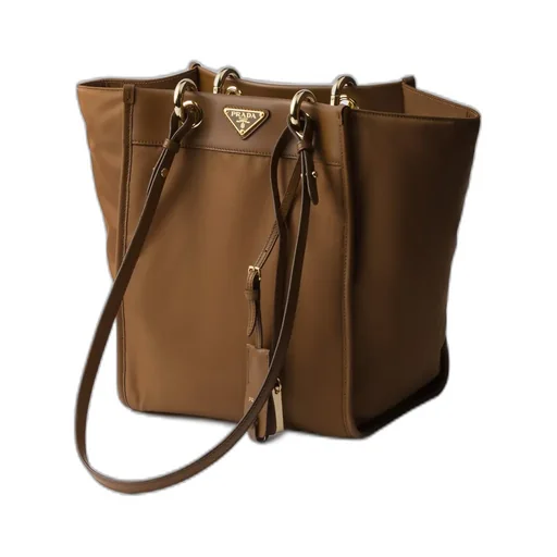 Medium Re-Nylon And Leather Tote Bag