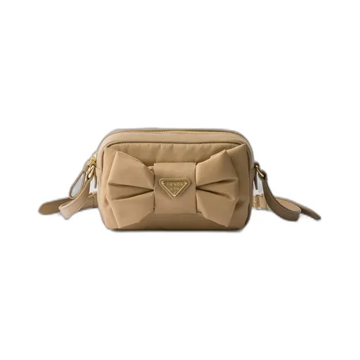 Re-Nylon And Nappa Leather Mini Shoulder Bag With Bow