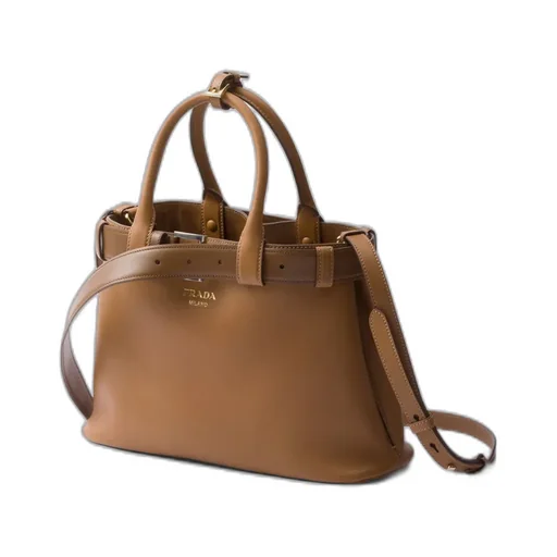 Prada Buckle Small Leather Handbag With Belt