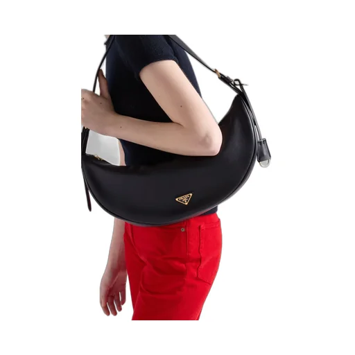 Prada Demi-Lune Large Leather Shoulder Bag