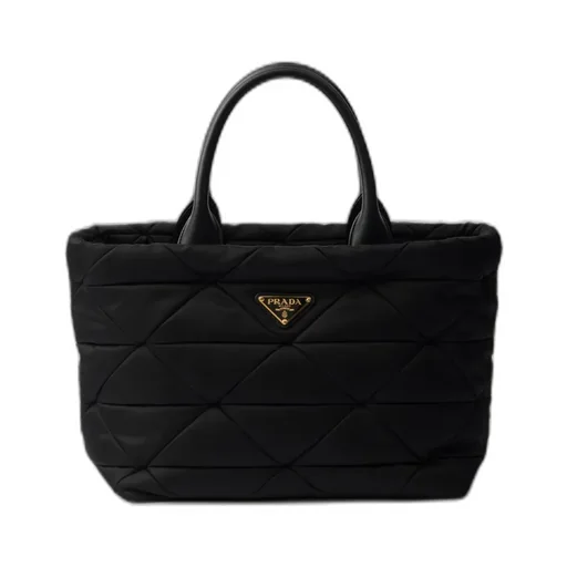 Medium Padded Re-Nylon And Leather Tote Bag